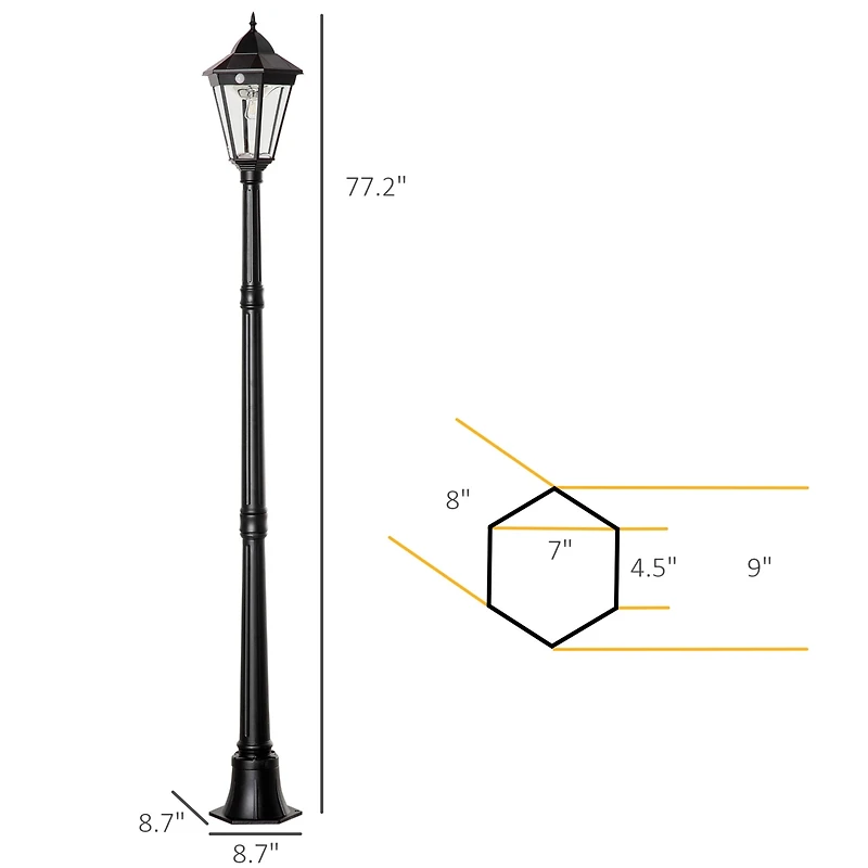 Outsunny 77" Outdoor Solar Light Post, Motion Activated Lamp