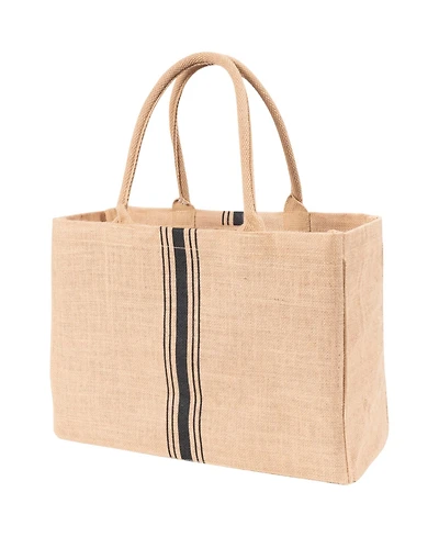 Kaf Home Jute Market Tote Bag with Triple Stripe Print