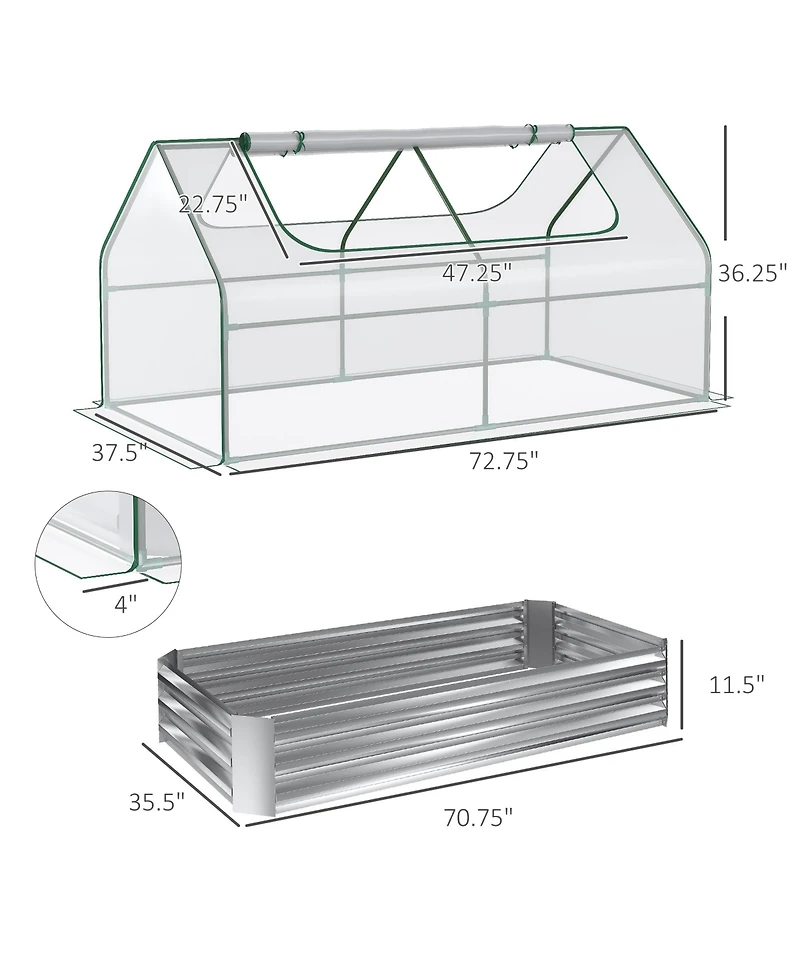 Outsunny Raised Garden Bed with Cover, Mini house,
