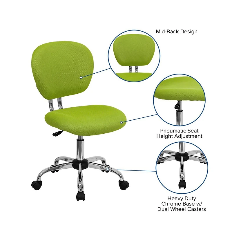 Emma+Oliver Mid-Back Mesh Padded Swivel Task Office Chair With Chrome Base