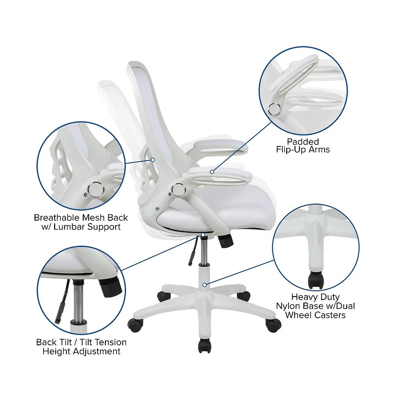 Emma+Oliver High Back Mesh Ergonomic Office Chair With Flip-Up Arms