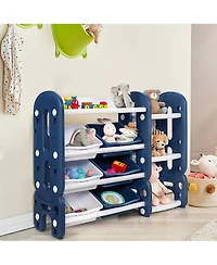 Kids Toy Storage Organizer w/ Bins & Multi-Layer Shelf for Bedroom Playroom