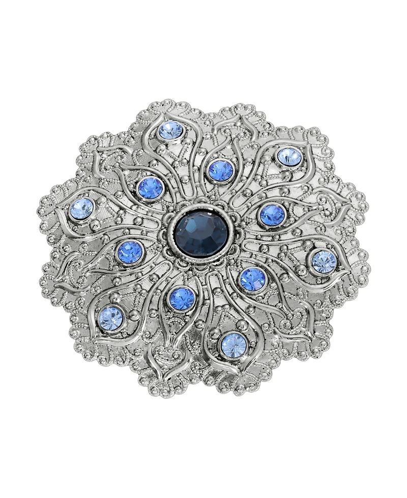 2028 Crystal Silver-Tone Flower Brooch