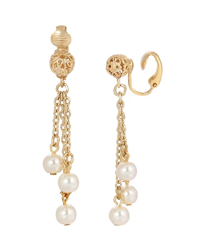 2028 Imitation Pearl Linear Clip Earring