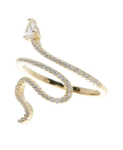 Adornia 14K Gold Plated Crystal Snake Ring