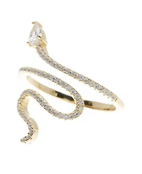 Adornia 14K Gold Plated Crystal Snake Ring