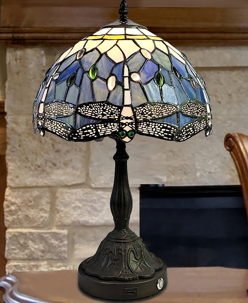 Dale Tiffany Jordan Dragonfly Table Lamp with Usb Port
