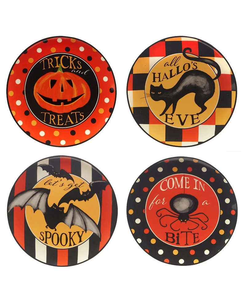 Certified International Spooky Halloween Set of 4 Dessert Plates, Service for 4