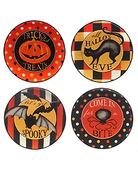 Certified International Spooky Halloween Set of 4 Dessert Plates, Service for 4