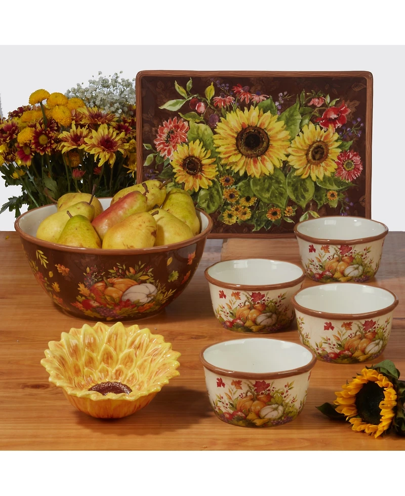 Certified International Harvest Blessings Set of 4 Dinner Plate Service for 4