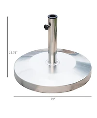 Outsunny 55lb Round Stainless Steel Outdoor Patio Umbrella Stand Base with Heavy Cement Bottom & Mirror Finish