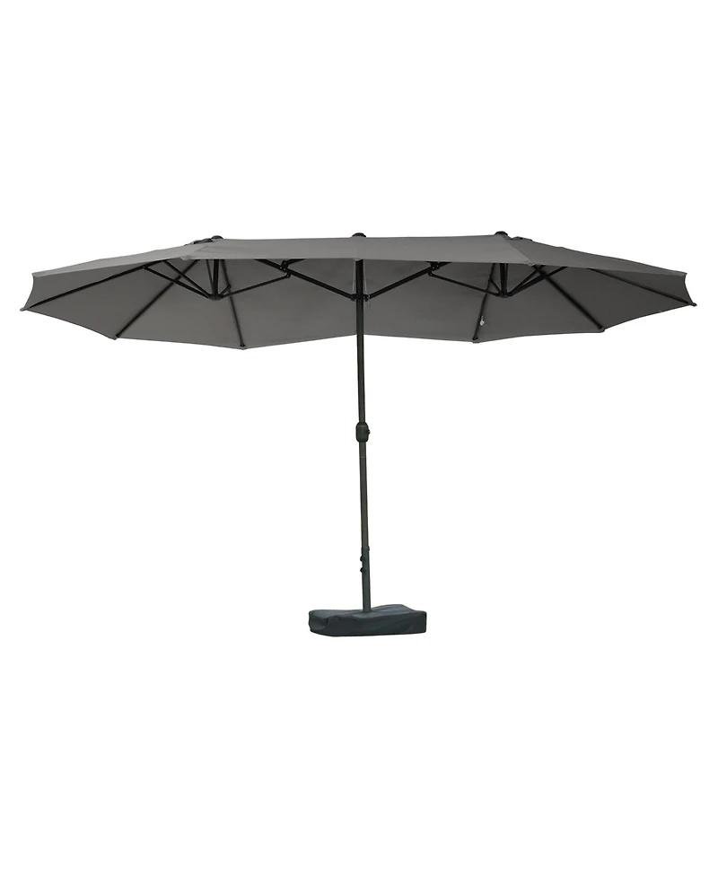 Outsunny 15' Backyard Double-Sided Steel Fabric Market Garden Umbrella Dark