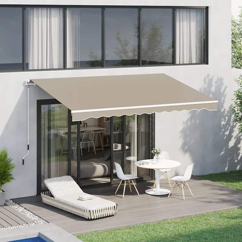 Outsunny 13' x 8' Manual Retractable Awning Sunshade Shelter