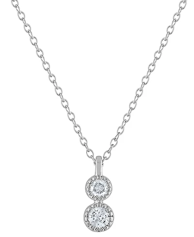 Diamond Double Drop Pendant Necklace (1/5 ct. t.w.) in Sterling Silver, 16" + 2" extender