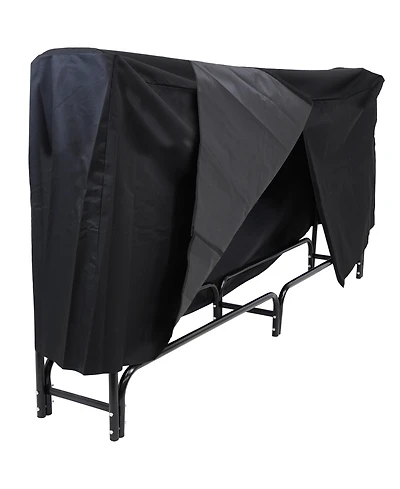 Sunnydaze Decor 8 ft Powder-Coated Steel Firewood Log Rack and Black Cover