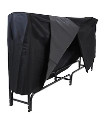 Sunnydaze Decor 8 ft Powder-Coated Steel Firewood Log Rack and Black Cover