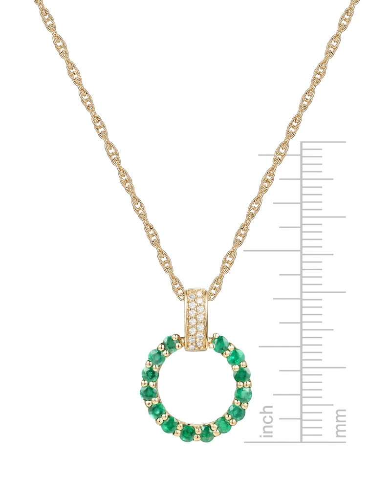 Gemstone & Diamond (1/20 ct. t.w.) Circle 18" Pendant Necklace 14k Gold