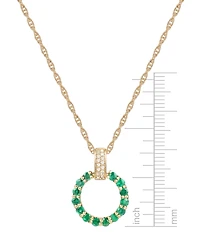 Gemstone & Diamond (1/20 ct. t.w.) Circle 18" Pendant Necklace 14k Gold