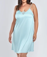iCollection Plus Emma Chemise Nightgown with Eyelash Lace