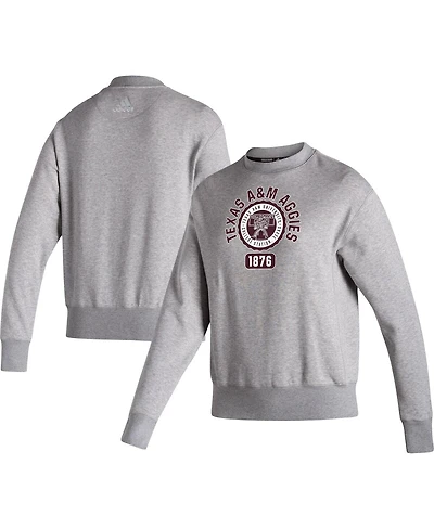 Women's adidas Heathered Gray Texas A&M Aggies Vintage-Like Circle Pullover Sweatshirt