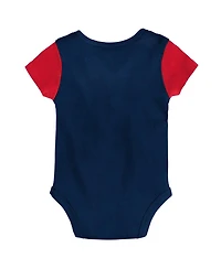 Newborn and Infant Boys Girls Navy, Red New England Patriots Little Champ Three-Piece Bodysuit Bib Booties Set