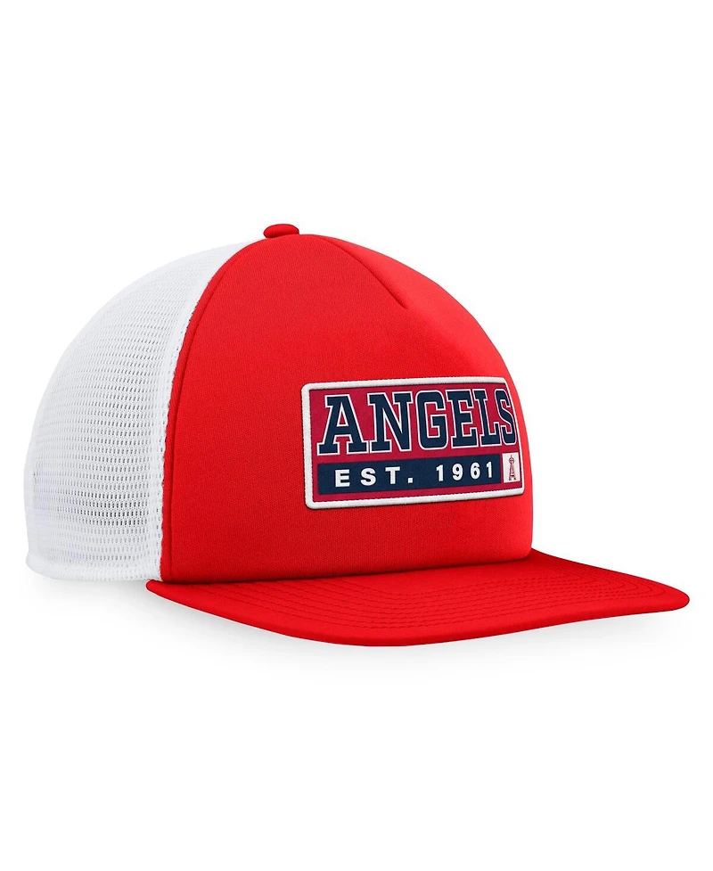 Men's Majestic Red, White Los Angeles Angels Foam Trucker Snapback Hat