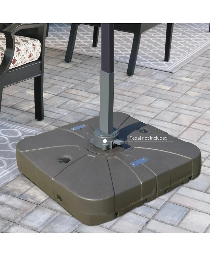 Outsunny Square Cantilever Patio Umbrella Base with 4 Wheels for Easy Moving, Heavy Duty Umbrella Stand Weight, 330 lb Capacity Sand or 249 lb Capacit