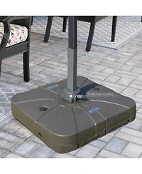 Outsunny Square Cantilever Patio Umbrella Base with 4 Wheels for Easy Moving, Heavy Duty Umbrella Stand Weight, 330 lb Capacity Sand or 249 lb Capacit