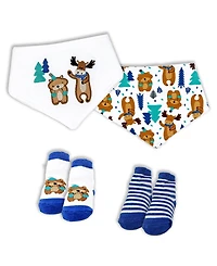 Baby Mode Boys Closure Bibs and Socks, 8 Piece Set