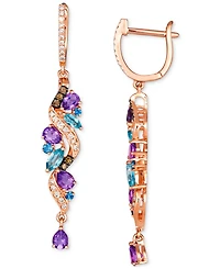 Le Vian Multi-Gemstone (1-5/8 ct. t.w.) & Diamond (3/8 ct. t.w.) Drop Earrings in 14k Rose Gold