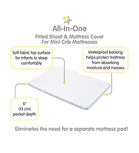 Halo Dream Inc. All-in-One Fitted Sheet & Waterproof Cover for 38" x 24" Mini Crib Mattress (2-Pack)