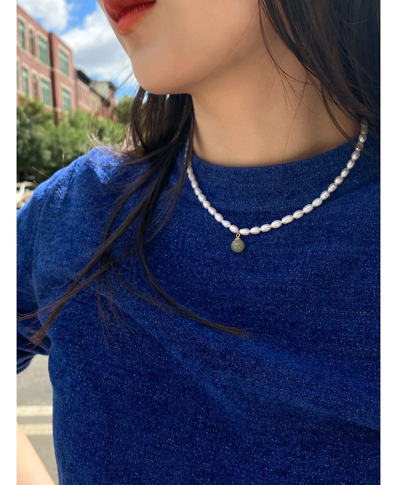 Belle — Pearl and green jade choker