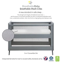 Halo Dream Inc. Breathable Mesh 3-in-1 Convertible Crib - Greenguard Gold Certified