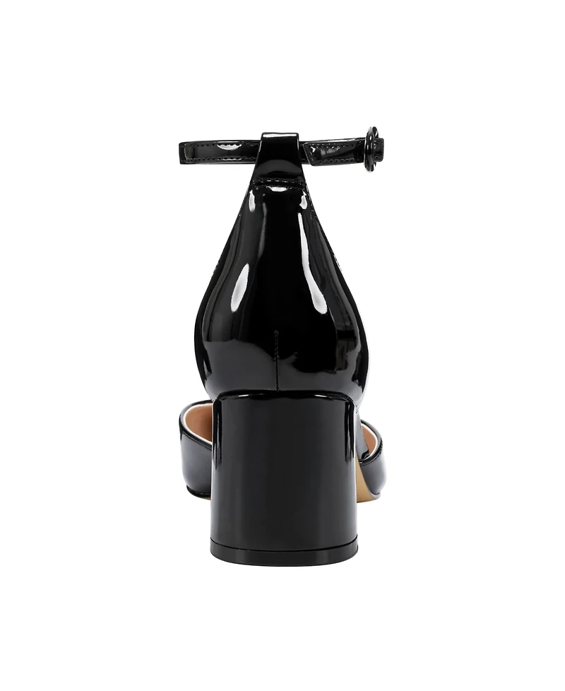 Bandolino Women's Lets Add Square Toe Block Heel Ankle Strap Pumps