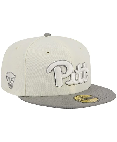 Men's New Era Stone, Gray Pitt Panthers Chrome and Concrete 59FIFTY Fitted Hat