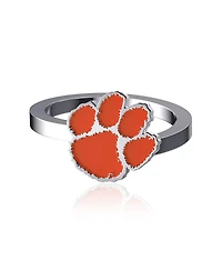 Women's Dayna Designs Clemson Tigers Bypass Enamel Silver Ring