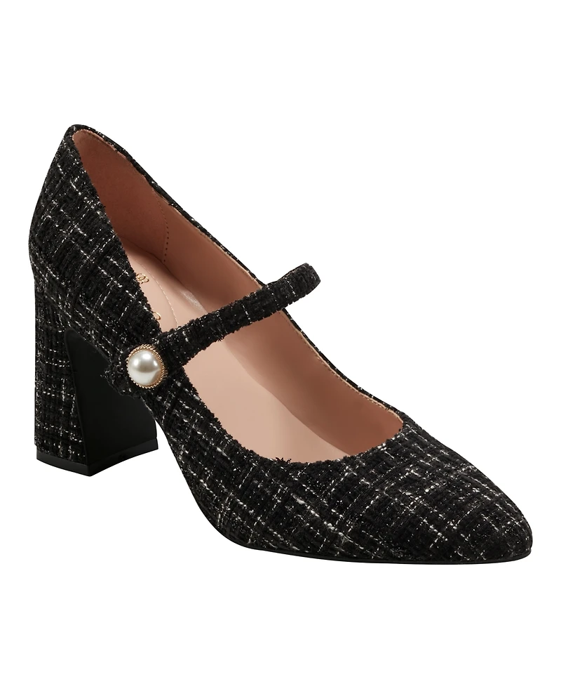 Bandolino Women's Kirsten Mary Jane Pumps - Black, White Tweed