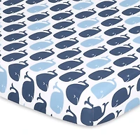 The Peanutshell Pack n Play, Mini Crib, Portable Crib or Fitted Playard Sheets for Baby Boy, 3 Pack Set, Navy, White & Blue Nautical Print