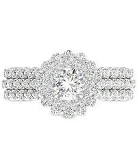 Diamond Double Halo Multi-Row Engagement Ring (1-1/2 ct. t.w.) in 14k White Gold