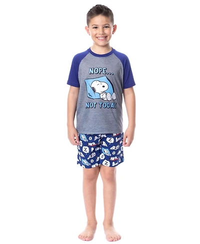Peanuts Big Boys Snoopy Nope Not Today 2-Piece Sleep Pajama Short Set