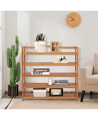 5-Tier Wood Shoe Rack Freestanding Large Shoe Storage Organizer Heavy-duty