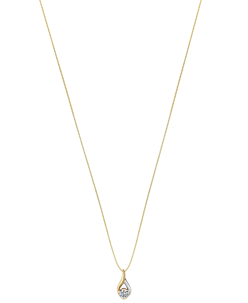Sirena Diamond Solitaire Two-Tone 18" Pendant Necklace (1/4 ct. t.w.) in 14k Two-Tone Gold