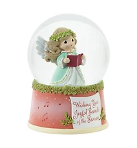 Precious Moments Wishing You Joyful Sounds of The Season Annual Angel Resin, Glass Musical Snow Globe