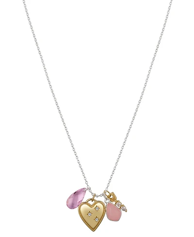 Unwritten Multi Stone Heart and Key Necklace