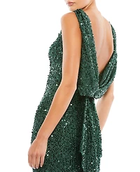 Mac Duggal Women's Ieena Sequined Sleeveless Draped Cowl Back Gown