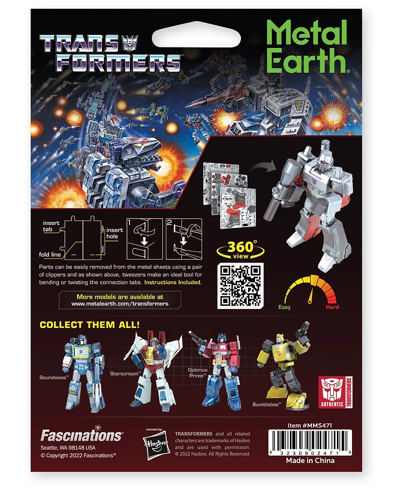 Fascinations Metal Earth 3D Metal Model Kit Transformers Color Megatron