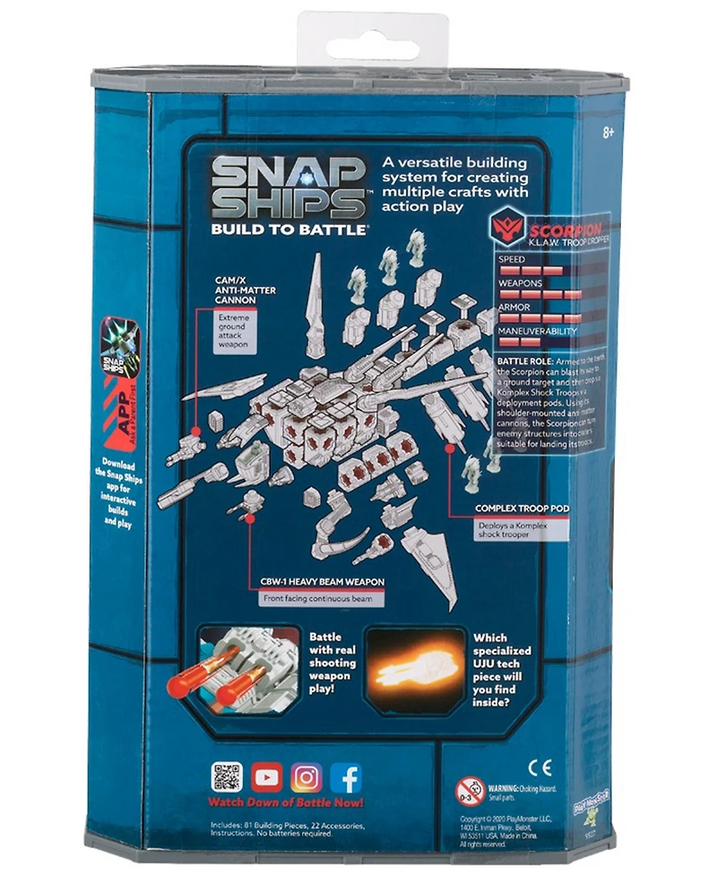 Playmonster Snap Ships Build to Battle Scorpion K.l.a.w. Troop Dropper