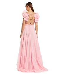 Mac Duggal Women's Ruffle Tiered Cut-Out Chiffon Gown