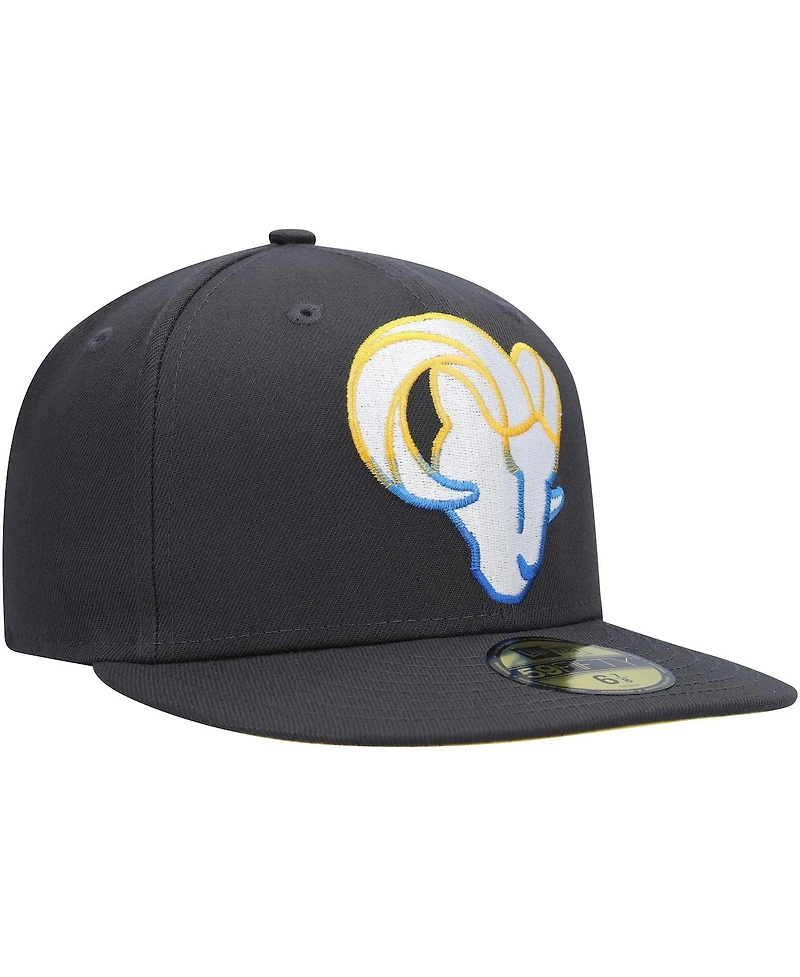 Men's New Era Graphite Los Angeles Rams Color Dim 59FIFTY Fitted Hat