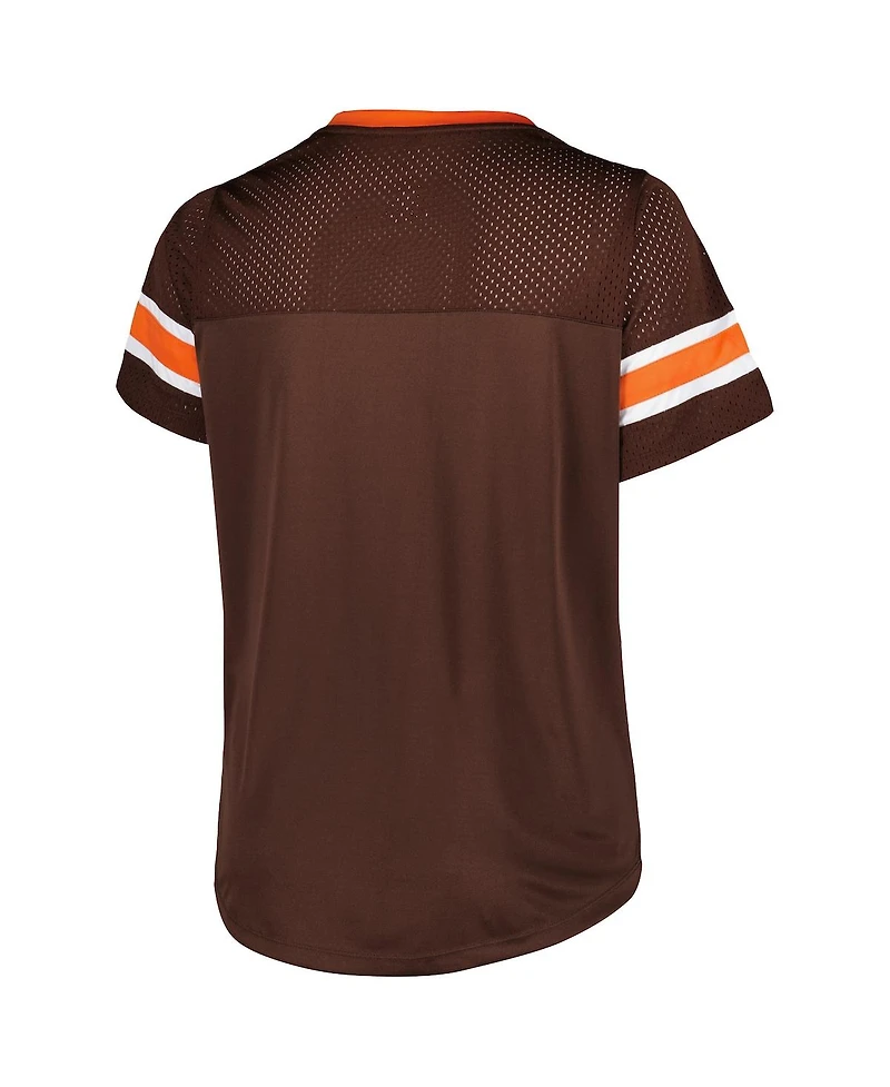 Women's Fanatics Brown Cleveland Browns Plus Original State Lace-Up T-shirt